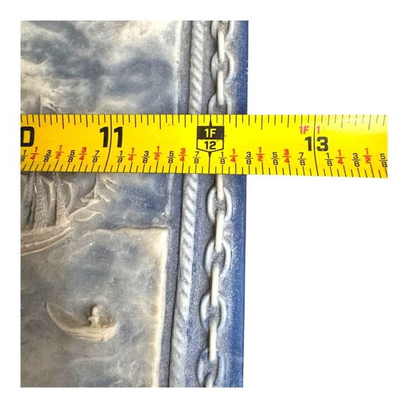 Vintage Incolay Stone Nautical Keepsake Box Castle Maritime Scene Pirate Storage - Picture 6 of 13